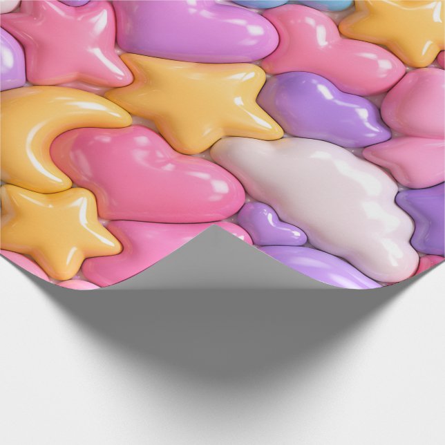 Söt 3D-godis fullt mönster Presentpapper (Hörn)