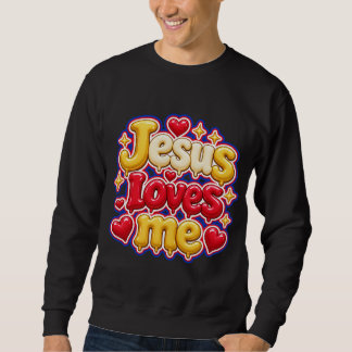 Söt 3D Jesus älskar mig bubbelbokstäver barn Lång Ärmad Tröja