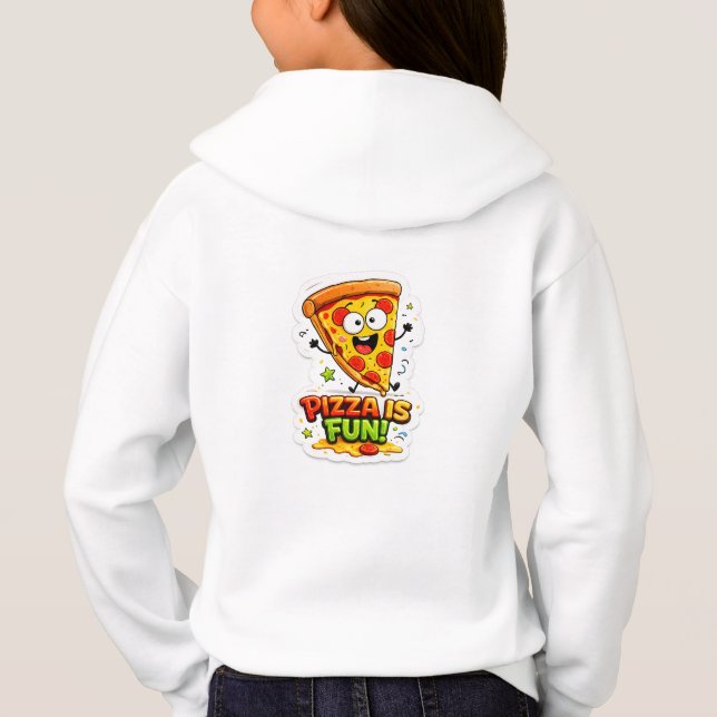 Söt 3D Kawaii Pizza Tecknad T-Shirt för Barn (Baksida)