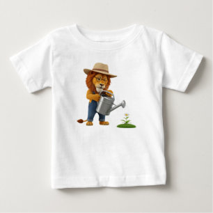Söt 3D-lejon trädgårdsmästare karaktär vattnar blo T Shirt