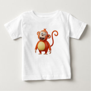 Söt 3D orange tecknad apa karaktär T Shirt