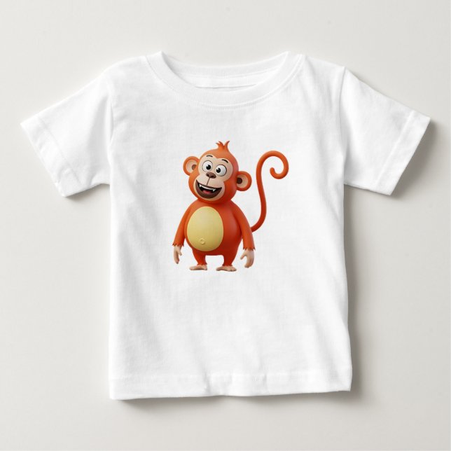 Söt 3D orange tecknad apa karaktär T Shirt (Framsida)