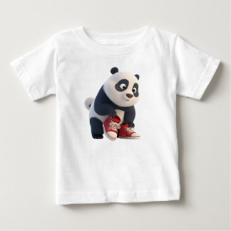 Söt 3D-pandabebis i röda sneakers T Shirt