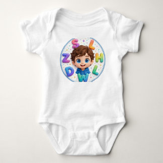 Söt 3D pojke Färggliga alfabetbokstäver Baby bodys T Shirt