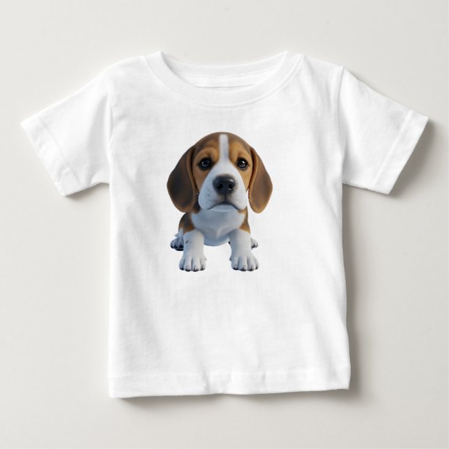 Söt 3D-renderad beagle-valp T Shirt (Framsida)