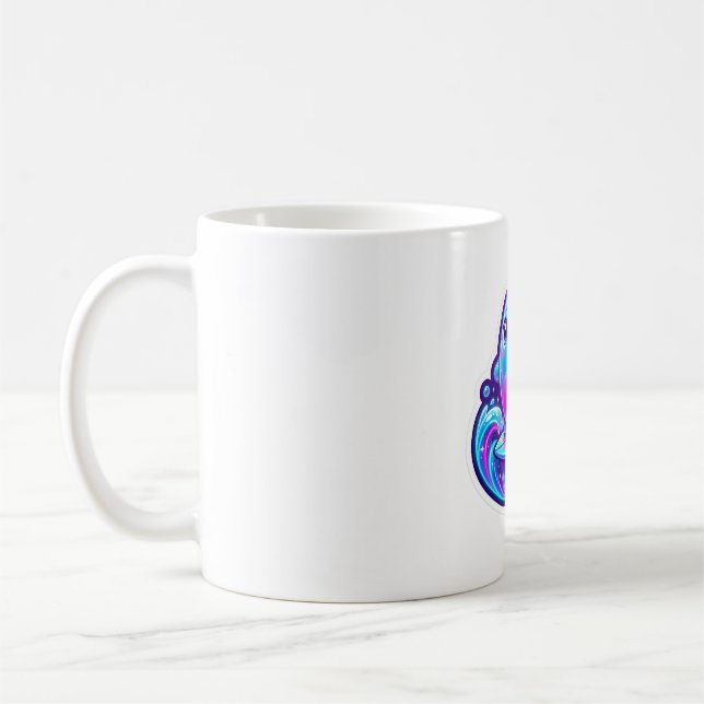 Söt 3D Sherro Aniimo Surfing-dekal Kaffemugg (Vänster)