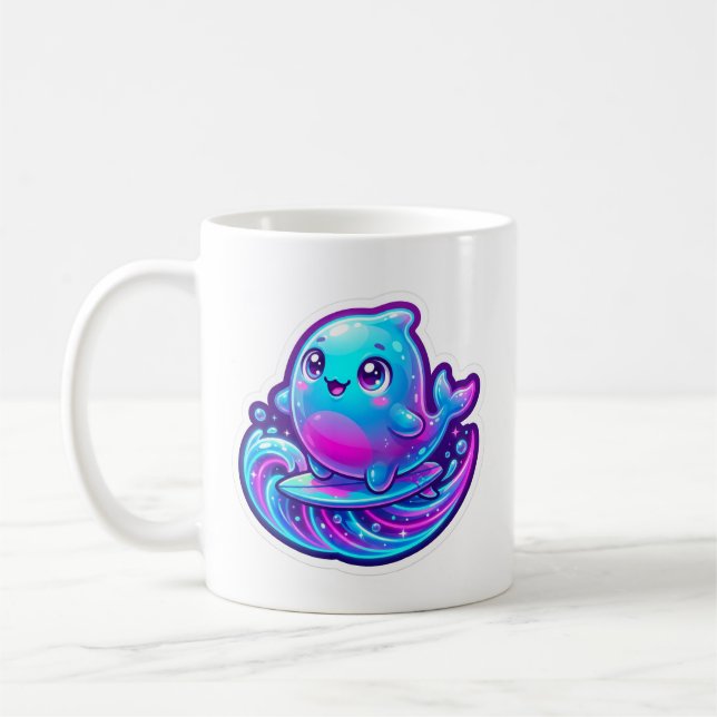 Söt 3D Sherro Aniimo Surfing-dekal Kaffemugg (Vänster)