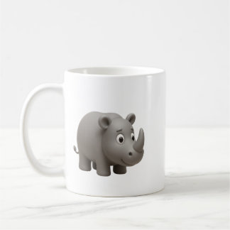 Söt 3D Söt Noshörning Kaffe Mugg