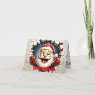 Söt 3D Tomte Glad Jul Helgkort