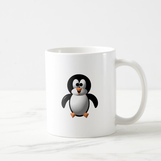 Söt 3D-utseende pigg pingvin Kaffemugg (Höger)