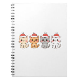 Söt 4 Kawaii Katter Juldesign – Holiday Husdjur Anteckningsbok