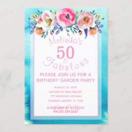 Söt 50:e födelsedagen Garden Party 50 och Fabulous Inbjudningar