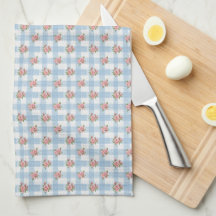 Söt 50-tals Retro Rosebud Blå Gingham Rutigt