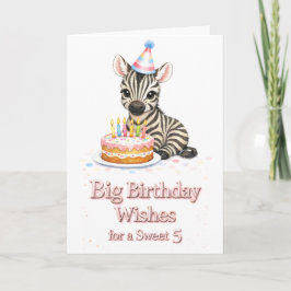 Söt 5-årsfödelsedagsönskan Snygg Zebrakort Kort