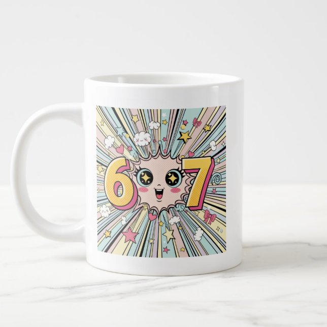 Söt 6 7 Brainrot Chibi Anime Jumbo Mugg (Vänster)