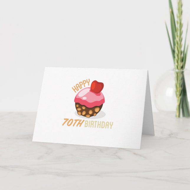 Söt 70-årsdesign med chokladtårta kort (Framsida)