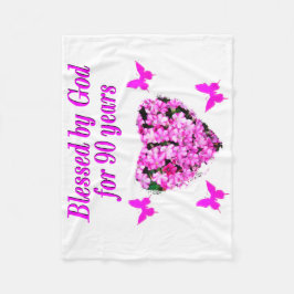 SÖT 90:E BIRTHDAG-BLOMMIGT FLEECEFILT