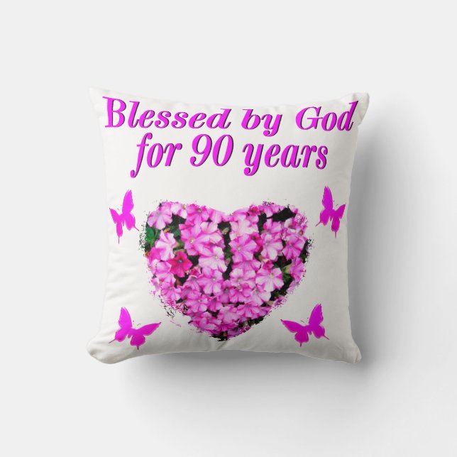 SÖT 90:E BIRTHDAG-BLOMMIGT KUDDE (Framsida)