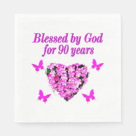 SÖT 90:E BIRTHDAY-BLOMMIGT PAPPERSSERVETT