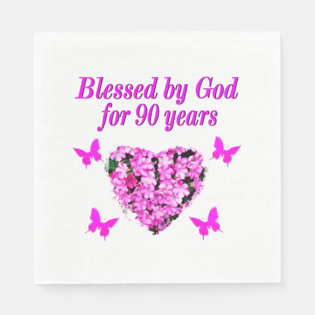 SÖT 90:E BIRTHDAY-BLOMMIGT PAPPERSSERVETT (Framsidan)