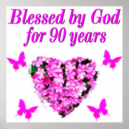 SÖT 90:E BIRTHDAY-BLOMMIGT POSTER