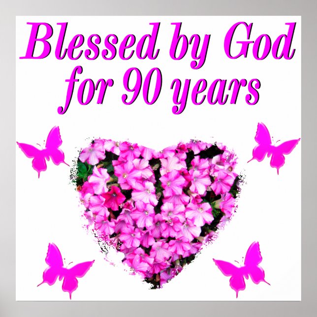 SÖT 90:E BIRTHDAY-BLOMMIGT POSTER (Framsidan)