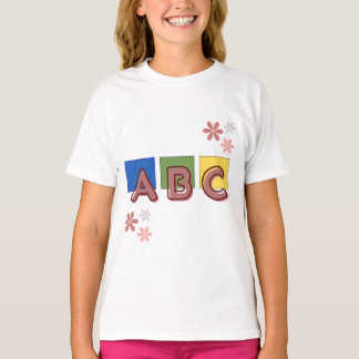 Söt ABC Barn Lärande T-Shirt Färgrik Alfabet D