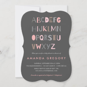 Söt ABC Modern Baby Shower-inbjudan Inbjudningar