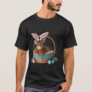 Söt abessinsk katt påskäggsjakt ägare kanin öron E T Shirt