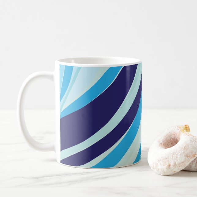 Söt Abstrakt Blå Diagonal Rand  Kaffemugg (Med munk)