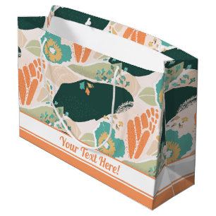 Söt Abstrakt Blommönster Aqua Grönt Orange