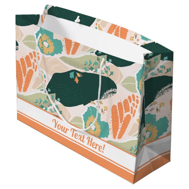 Söt Abstrakt Blommönster Aqua Grönt Orange (Baksidan Vinklad)