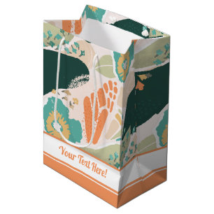 Söt Abstrakt Blommönster Aqua Grönt Orange