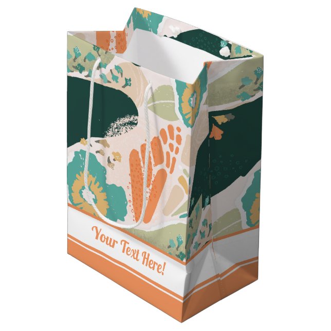 Söt Abstrakt Blommönster Aqua Grönt Orange (Framsidan Vinklad)