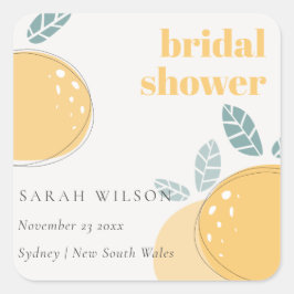 Söt Abstrakt Citron Fruktig Djärv Bröllopsdusch  Fyrkantigt Klistermärke