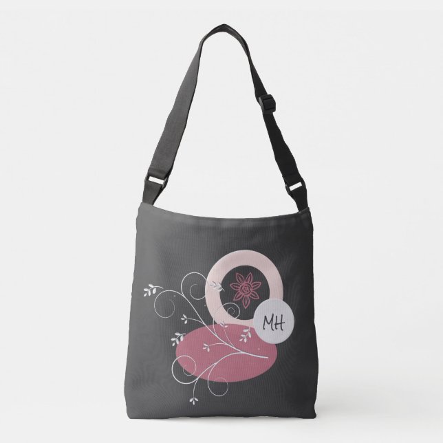 Söt Abstrakt Löv Grått/ Rosa Tote Bag Axelväska (Framsida)