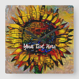 Söt Abstrakt Solrosmålning Fyrkantig Klocka