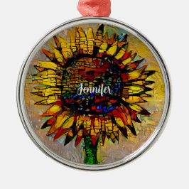 Söt Abstrakt Solrosmålning Julgransprydnad Metall