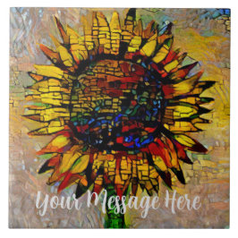 Söt Abstrakt Solrosmålning Kakelplatta