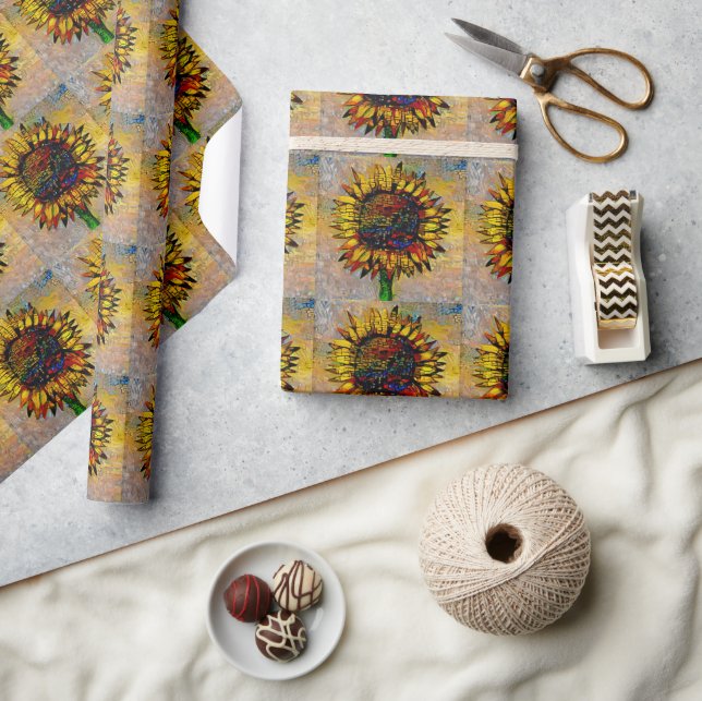 Söt Abstrakt Solrosmålning Presentpapper (Hantverk)