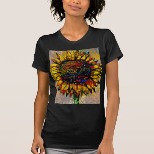 Söt Abstrakt Solrosmålning T Shirt