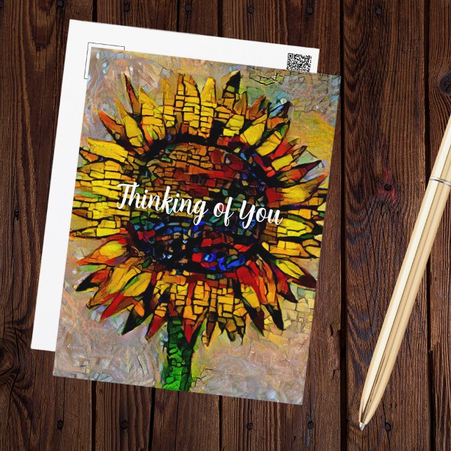 Söt Abstrakt Solrosmålning Vykort (Customizable Sunflower Post Card)