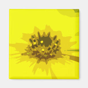 Söt Abstrakt Vivid Gult Daisy Blommor Magnet