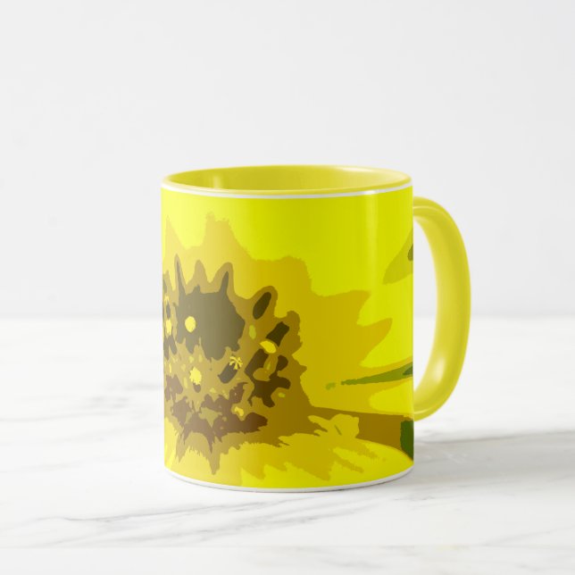 Söt Abstrakt Vivid Gult Daisy Blommor Mugg (Framsida höger)