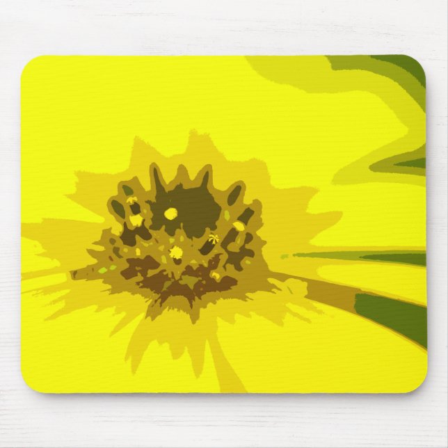 Söt Abstrakt Vivid Gult Daisy Blommor Musmatta (Framsidan)