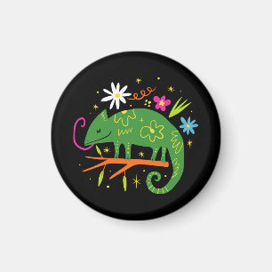 Söt, äcklig grönt, färg chameleon baby. magnet
