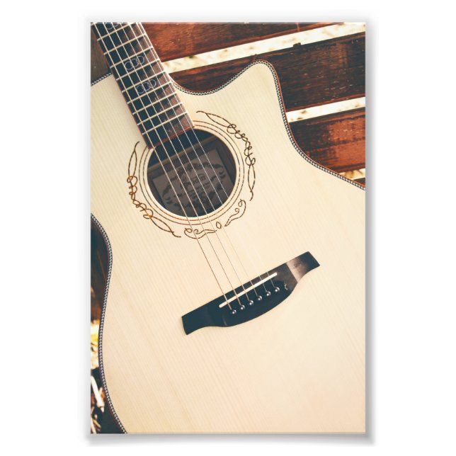 Söt Acoustic Guitar Fototryck (Framsidan)