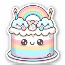 söt, adful kawaii-födelsedagskalas klistermärken