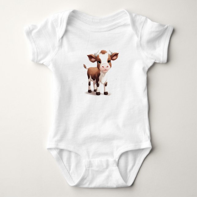 Söt Adsible Baby Calf, Baby Cow, Farm Animal T Shirt (Framsida)