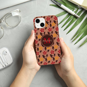 Söt Aesthetic Brown Monogram Blommönster